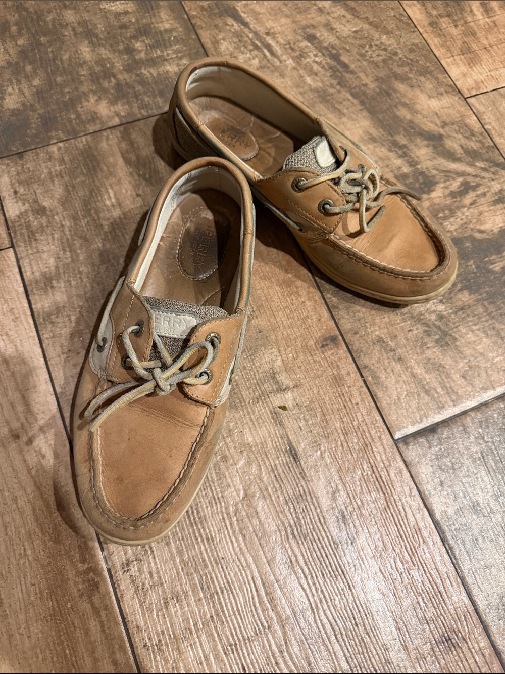 Sperry Men's Leather Boat Shoes in Tan with Cream Accents